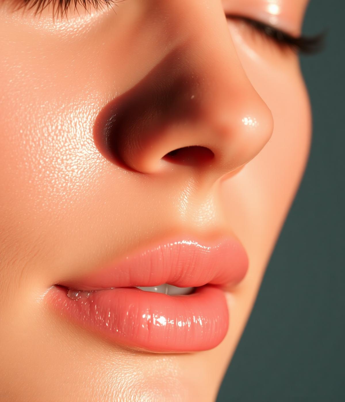 Close-up of luminous, hydrated skin